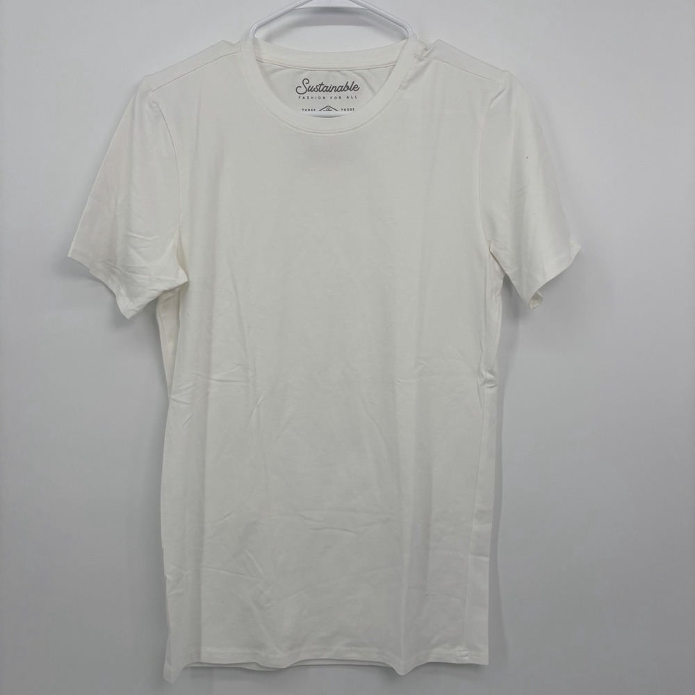 Pact Mens Organic Cotton Stretch-Fit Crew Neck T Shirt White Medium Short Sleeve
